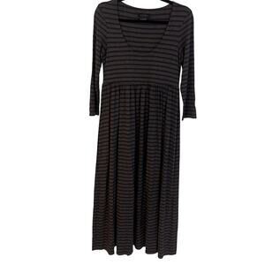 Hatch Black and Gray Striped Midi Dress